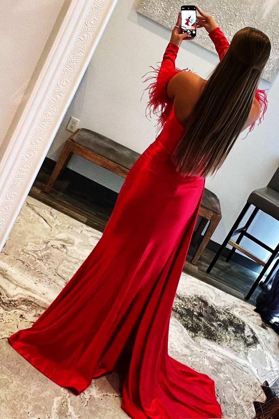 Strapless Red Color Newest Prom Dresses，2023 Mermaid Long Prom Dresses, Party Dresses