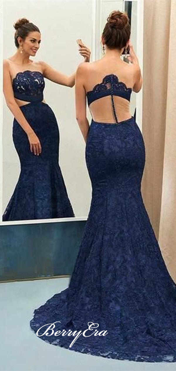 Sweetheart Unique Prom Dresses, Sexy Mermaid Lace Popular Prom Dresses