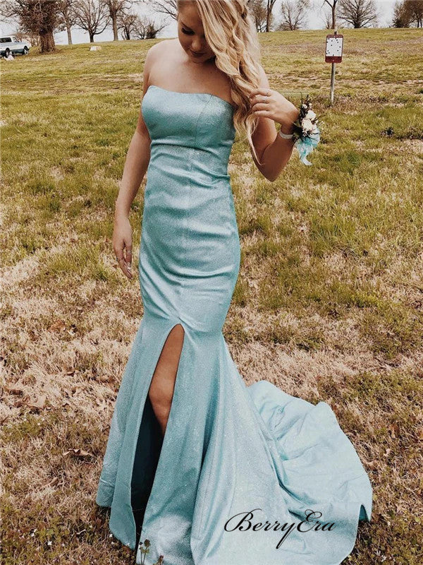Simple Cheap 2020 Newest Prom Dresses, Strapless Long Prom Dresses