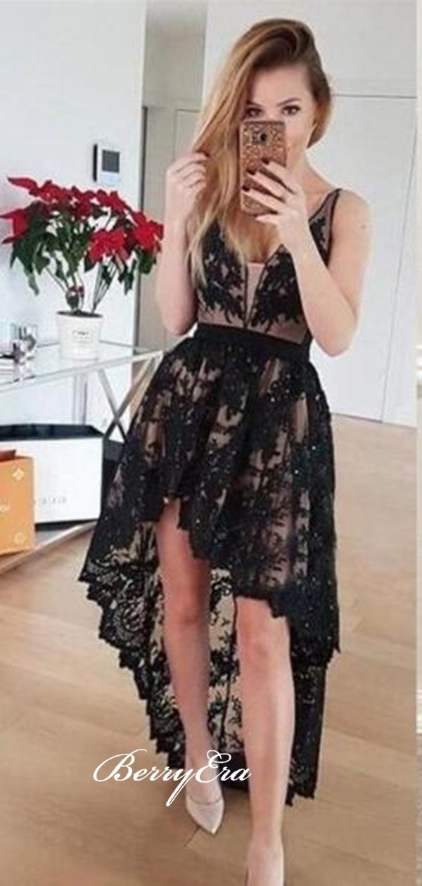 High Low Lace Long Prom Dresses, Newest Prom Dresses, Affordable Prom Dresses