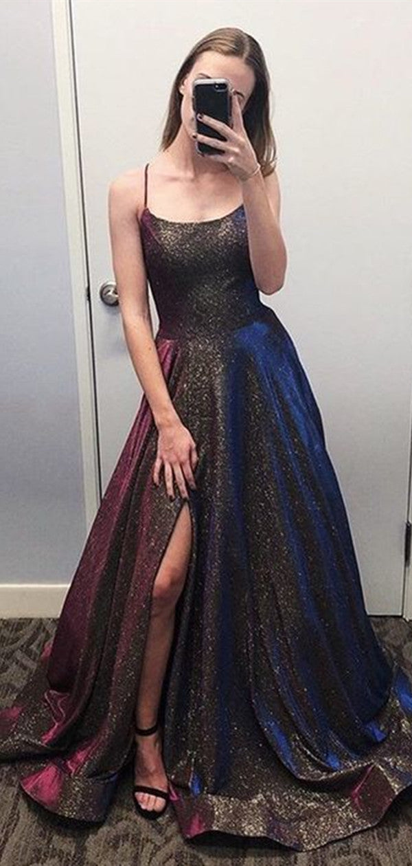 Popular Sparkly A-line Prom Dresses, Evening Party Affordable Long Prom Dresses