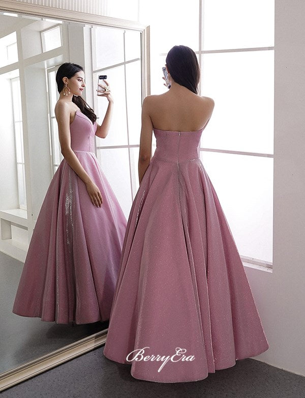 Sweetheart Strapless Long Prom Dresses, A-line Fancy 2020 Prom Dresses