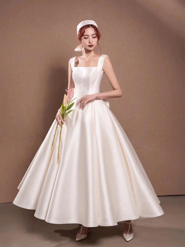 A-line High Quality Bridal Gowns, Popular Satin Wedding Dresses