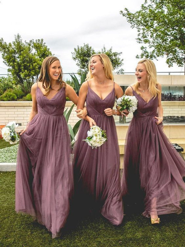 V-neck Newest Long Bridesmaid Dresses, Spaghetti Straps 2020 Bridesmaid Dresses