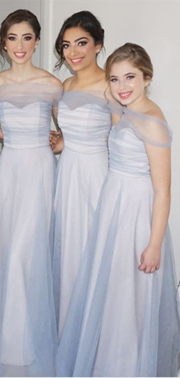 Off Shoulder Fancy Bridesmaid Dresses, Modest 2020 Long Bridesmaid Dresses