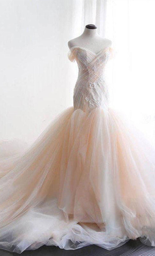 Off Shoulder New Bridal Gowns, 2020 Wedding Dresses, Mermaid Wedding Dresses
