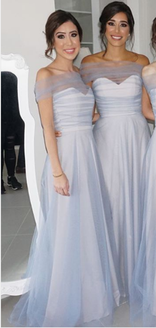 Off Shoulder Fancy Bridesmaid Dresses, Modest 2020 Long Bridesmaid Dresses