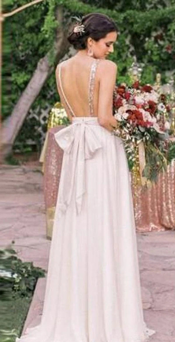 Deep V-neck Bridesmaid Dresses, Open Back Long 2020 Bridesmaid Dresses