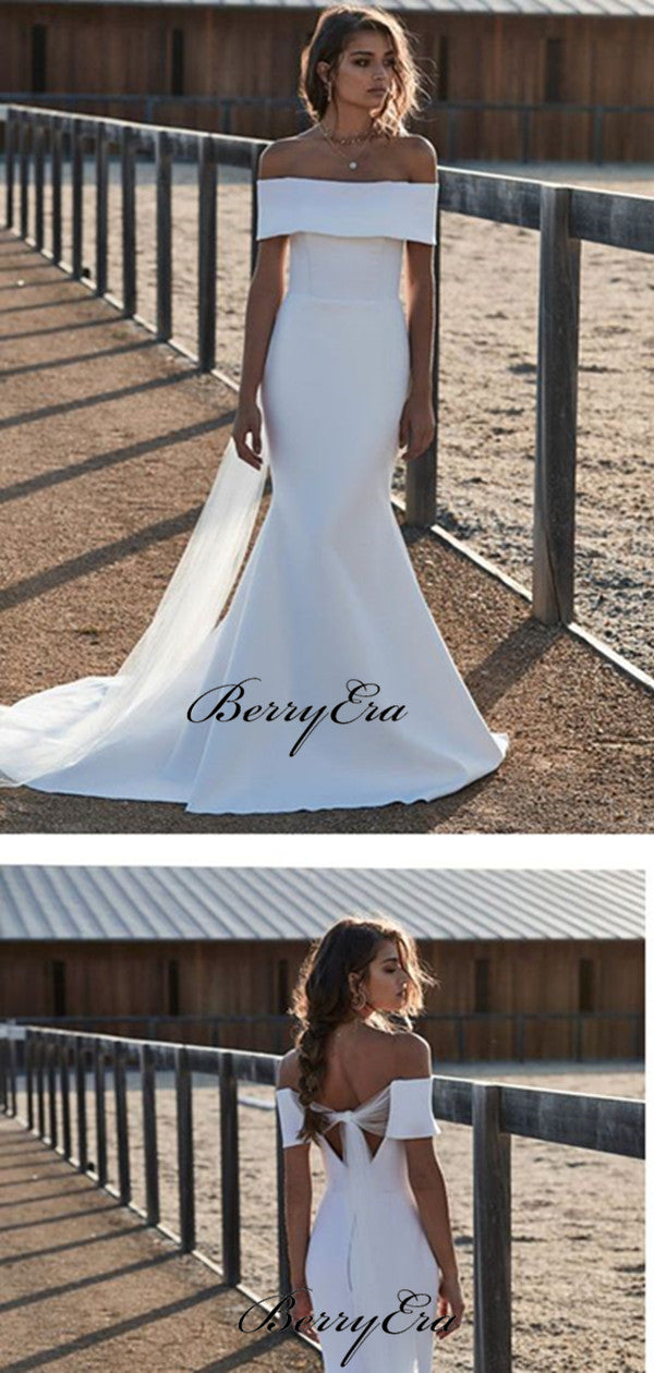 Off The Shoulder Wedding Dresses 2019, Modest Elegant Mermaid Bridal Gown