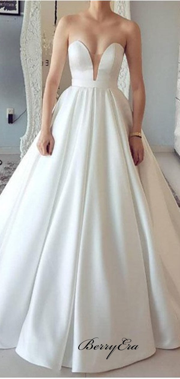 Sweetheart Strapless Wedding Dresses, Simple Wedding Dresses, Bridal Gowns