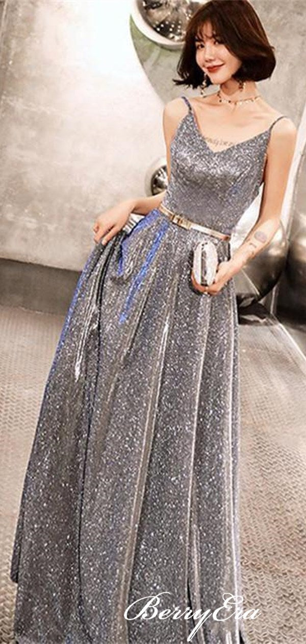 Spaghetti Straps Elegant Long Prom Dresses, 2020 Evening Party Prom Dresses