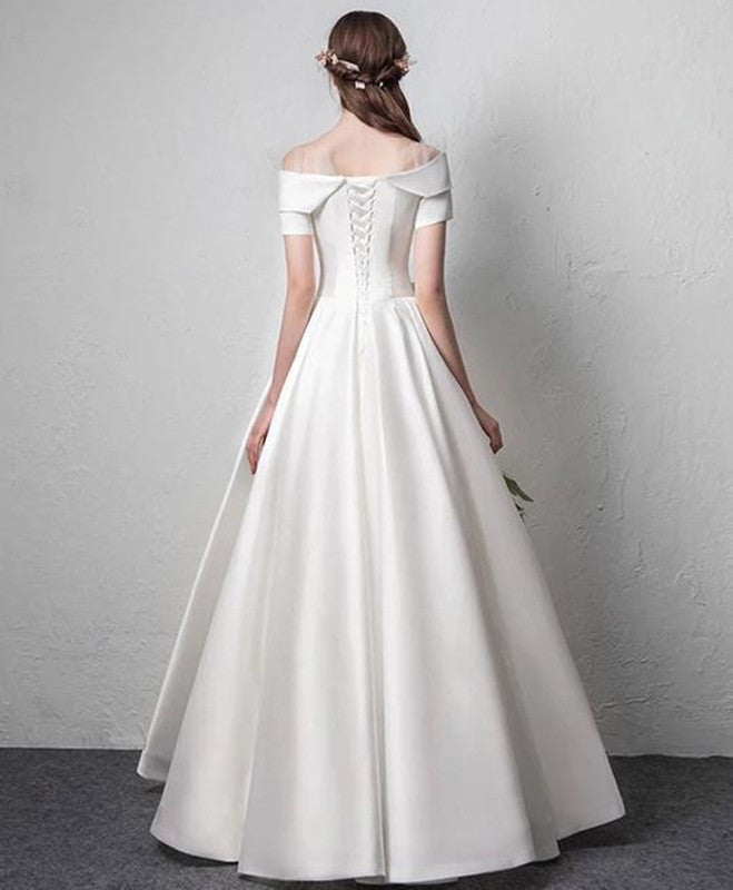 Modest A-line Bridal Gowns, Off The Shoulder Wedding Dresses