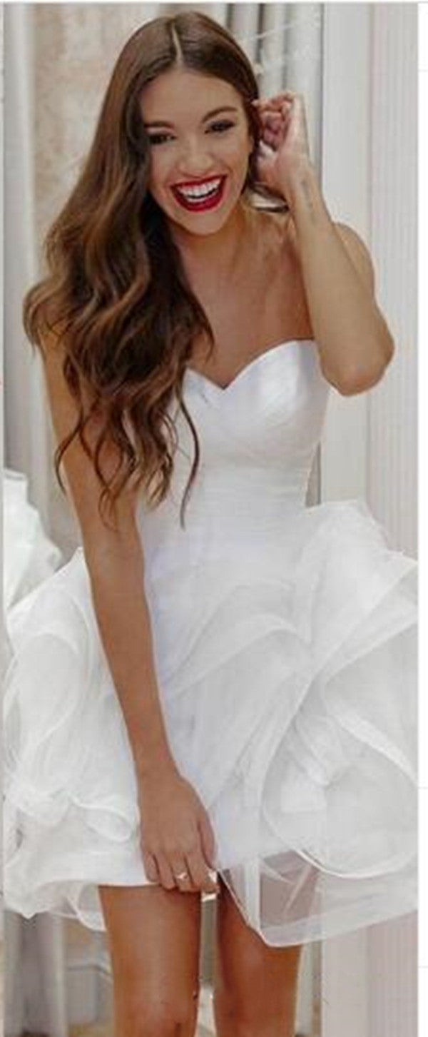 Sweetheart Strapless Short Wedding Dresses, Lovely Wedding Dresses, 2020 Wedding Dresses