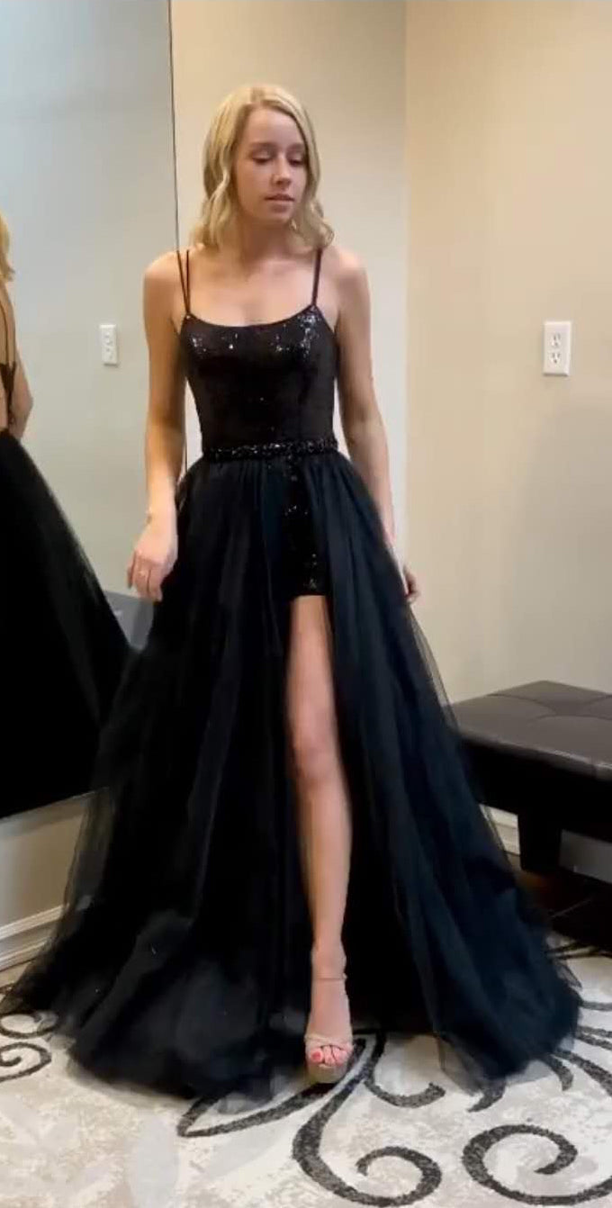 2 Pieces Black Prom Dresses, Lovely Prom Dresses, 2020 Prom Dresses