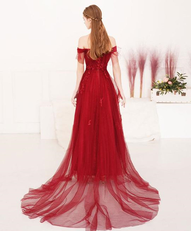 Newest A-line Long Prom Dresses, Lace Tulle 2020 Prom Dresses Long