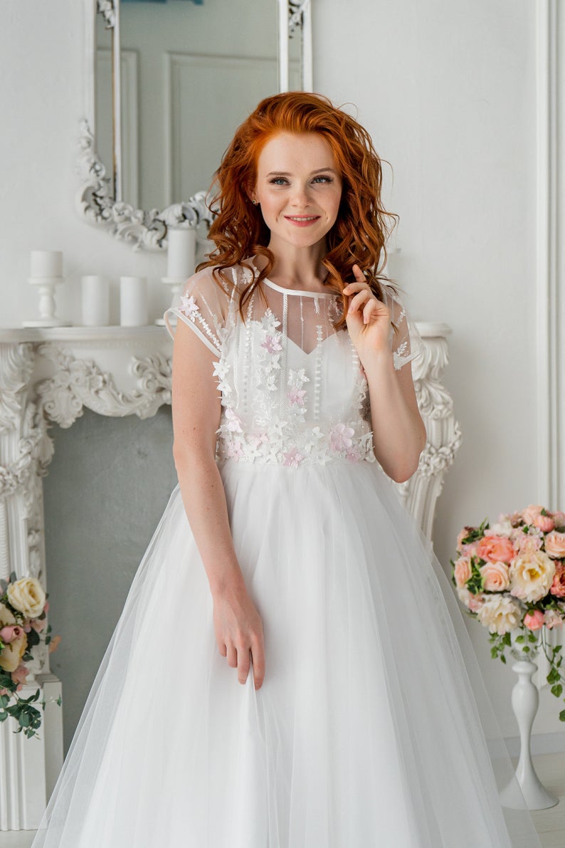 A-line Elegant Wedding Dresses, Two Pieces Appliques Wedding Dresses, 2020 Wedding Dresses