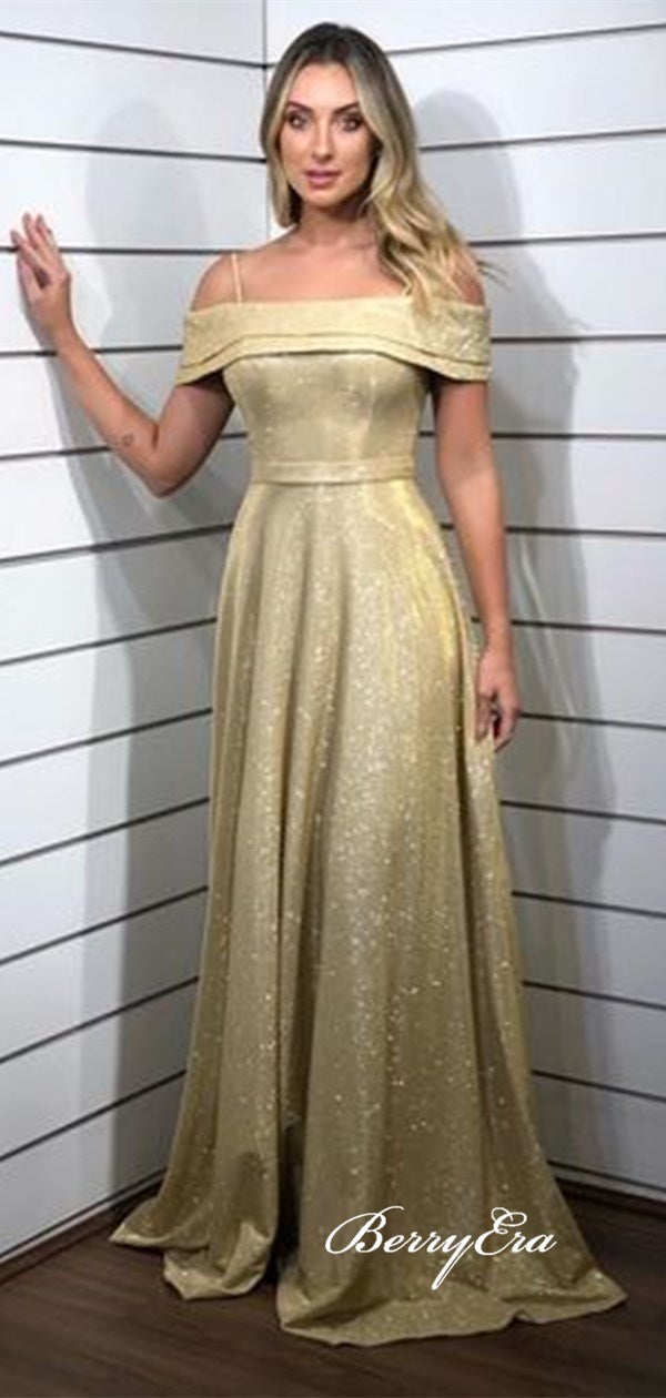 A-line Glitter Long Prom Dresses, Shiny Popular 2020 Newest Prom Dresses