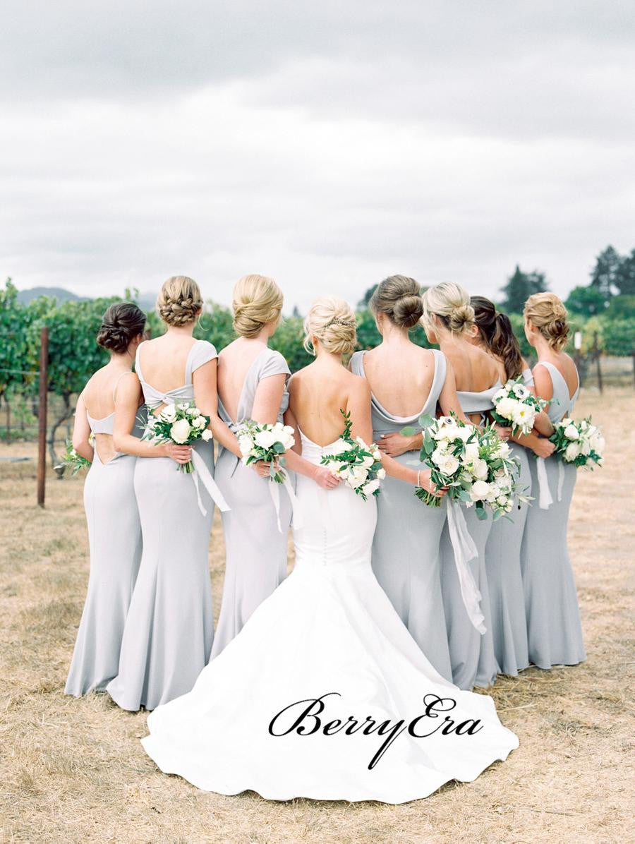 Mismatched Grey Mermaid Bridesmaid Dresses, Unique Popular Bridesmaid Dresses