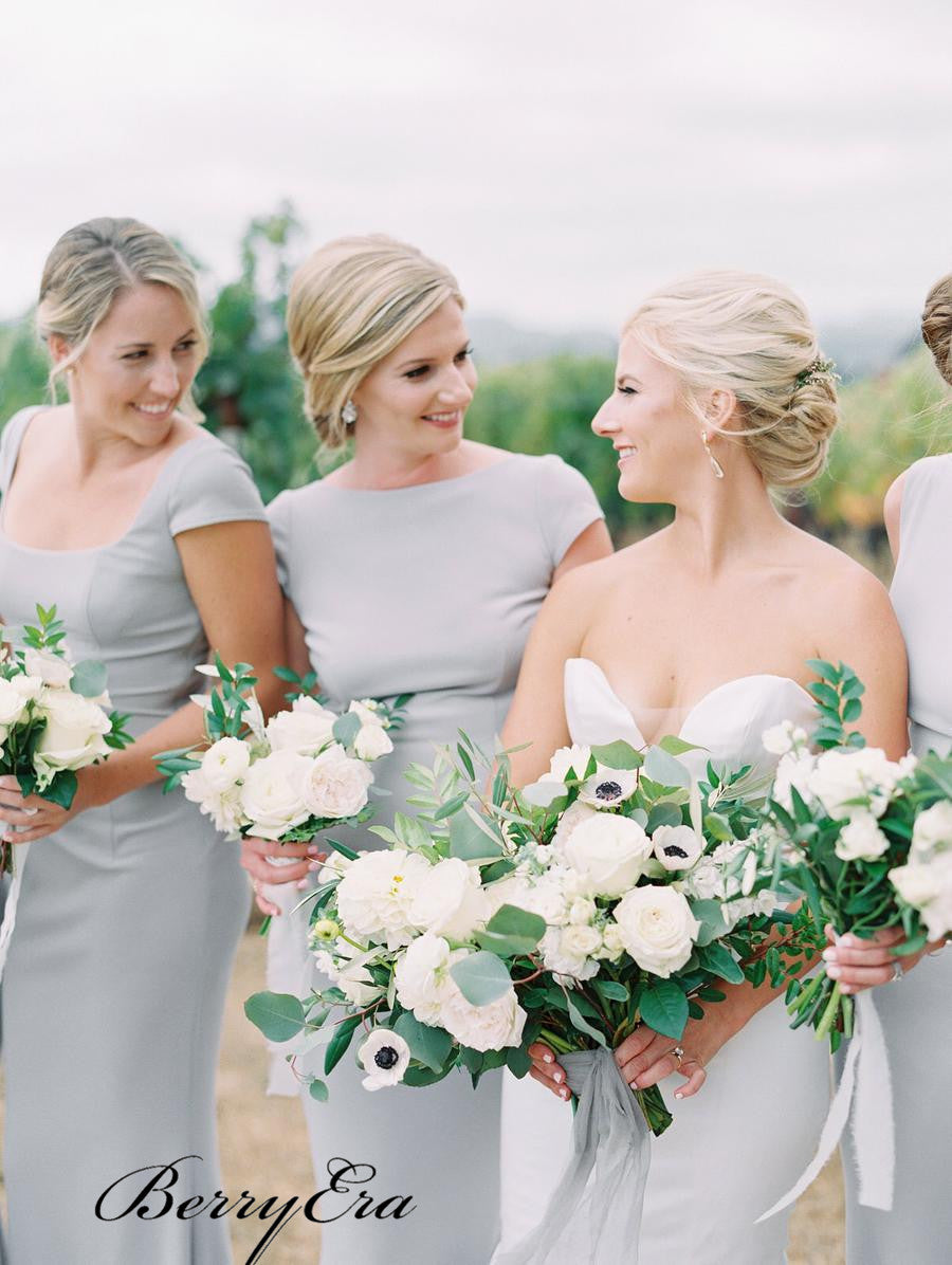 Mismatched Grey Mermaid Bridesmaid Dresses, Unique Popular Bridesmaid Dresses