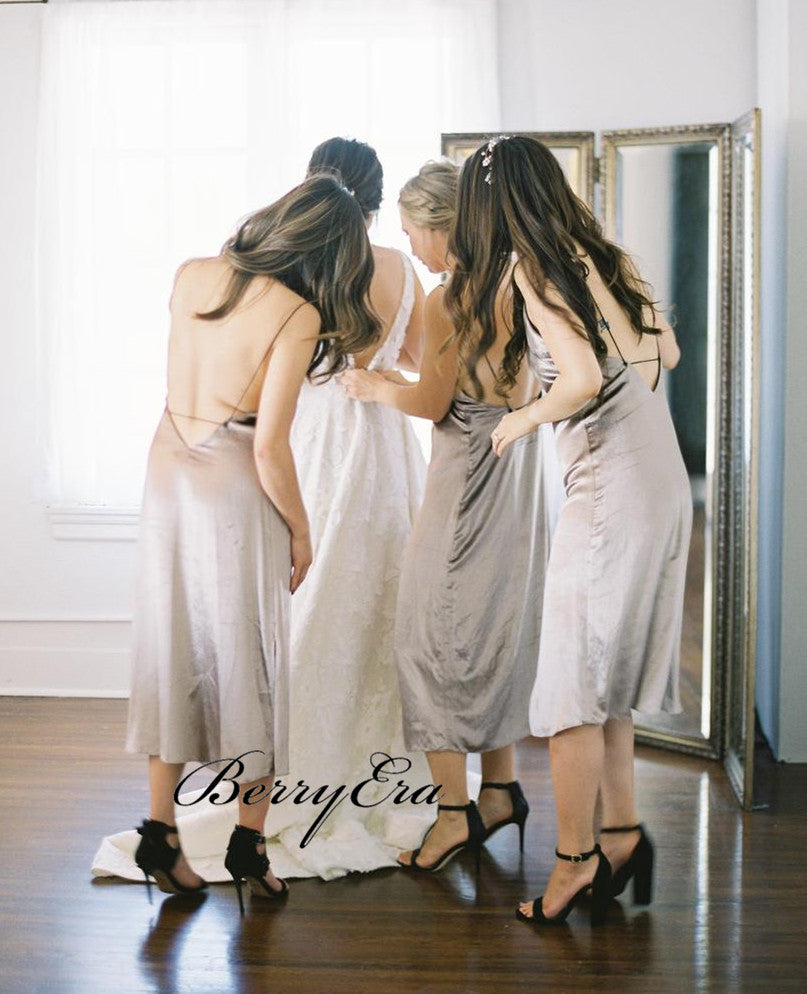 Sexy Straps Bridesmaid Dresses, Simple Cheap Bridesmaid Dresses