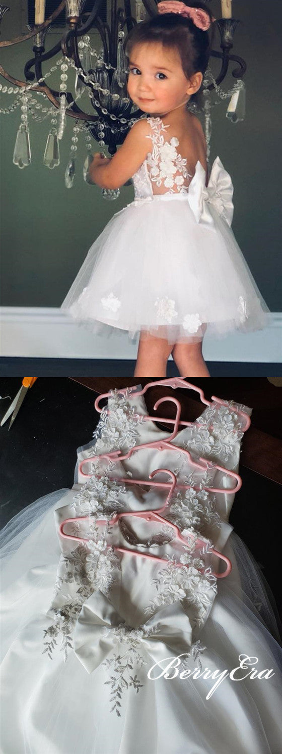 Ivory Lace Appliques Lovely Flower Girl Dresses