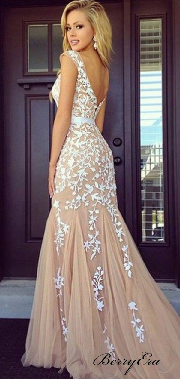 Popular Mermaid Lace Prom Dresses, Elegant Long Prom Dresses 2019