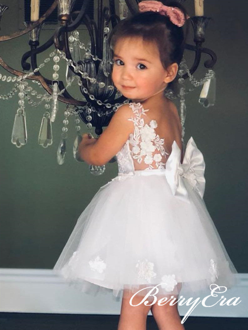 Ivory Lace Appliques Lovely Flower Girl Dresses