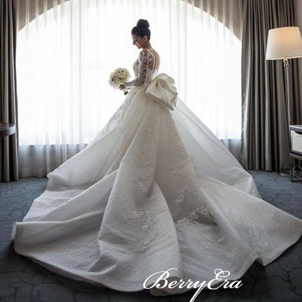 Gorgeous Long Mermaid 2 Pieces Lace Wedding Dresses, Luxury Bridal Gown