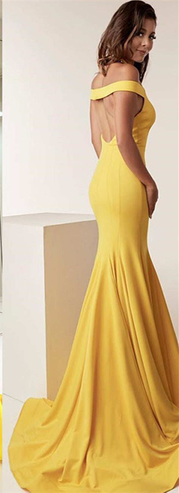 Bright Yellow Sleeveless Mermaid Long Prom Dress 2019 New Dress
