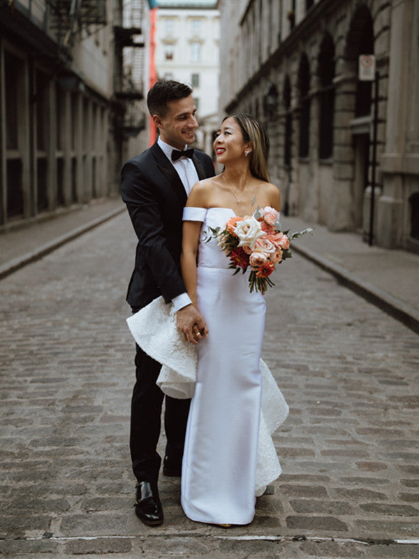 Unique Design Off The Shoulder Wedding Dresses, Lace Elegant Newest Bridal Gowns