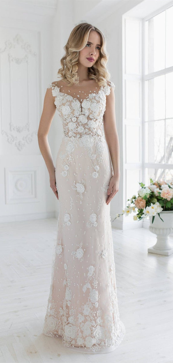 Appliques Elegant 2020 Wedding Dresses, Lace Mermaid Popular Wedding Dresses