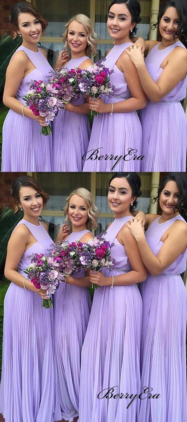 Light Purple A-line Bridesmaid Dresses, Chiffon Bridesmaid Dresses