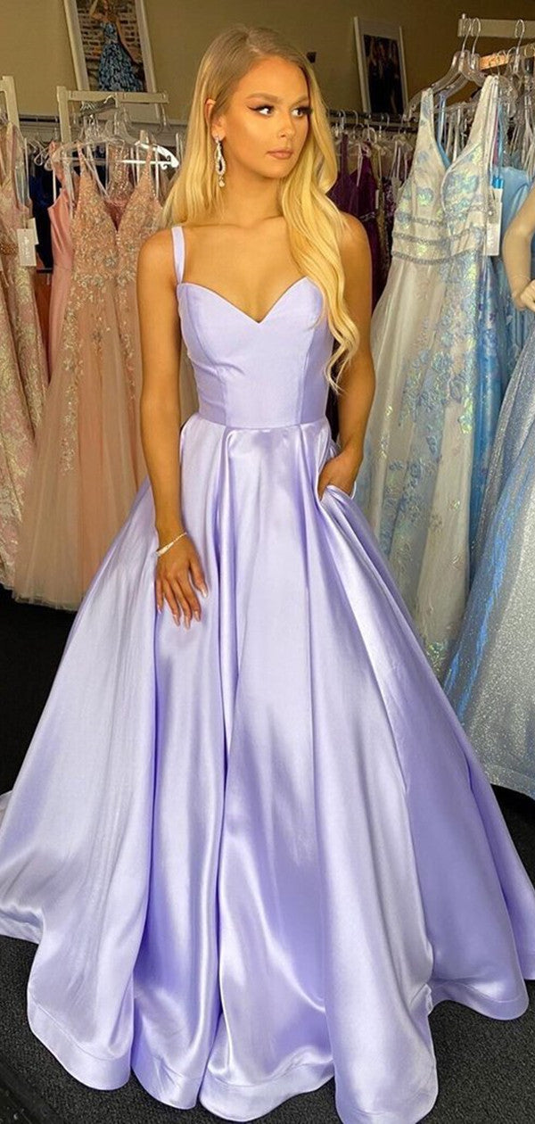 V Neck Purple Formal Graduation Evening Dress, A-line Newest 2021 Long Prom Dresses