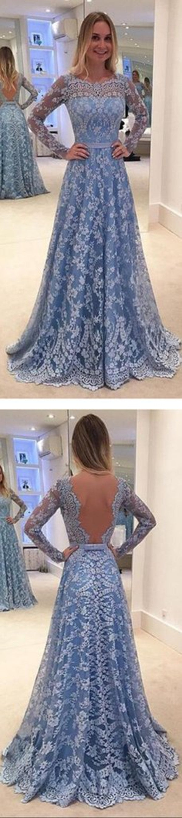 Lace Long Sleeves A-line Formal Cocktail Party Evening Prom Dress