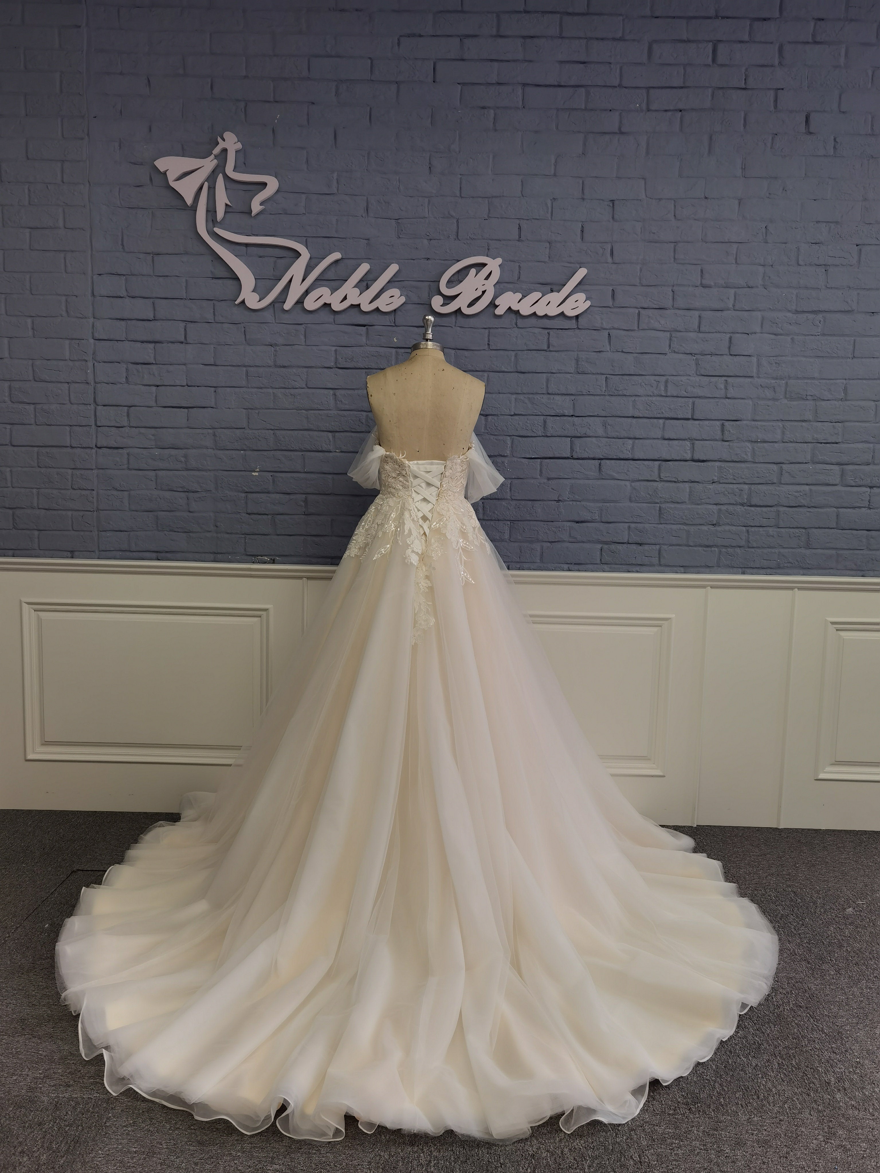 Off Shoulder Long A-line Lace Tulle Wedding Dresses, Simple Elegant Wedding Dresses, Bridal Gown