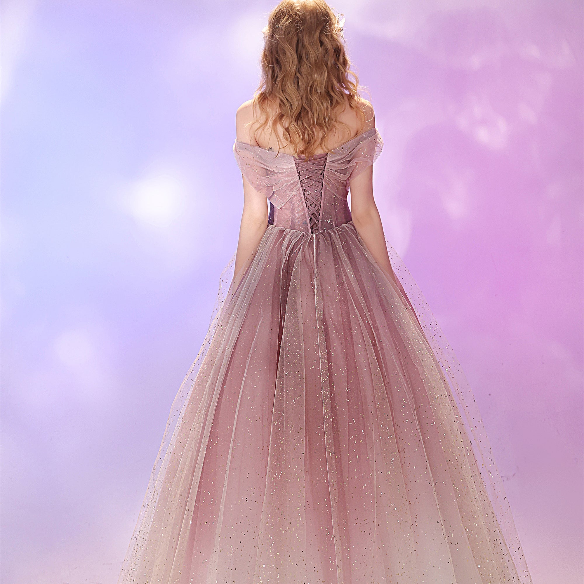 Obrem Pink Tulle Prom Dresses, Lovely Princess Prom Dresses, 2021 Prom Dresses, Newest Long Prom Dresses