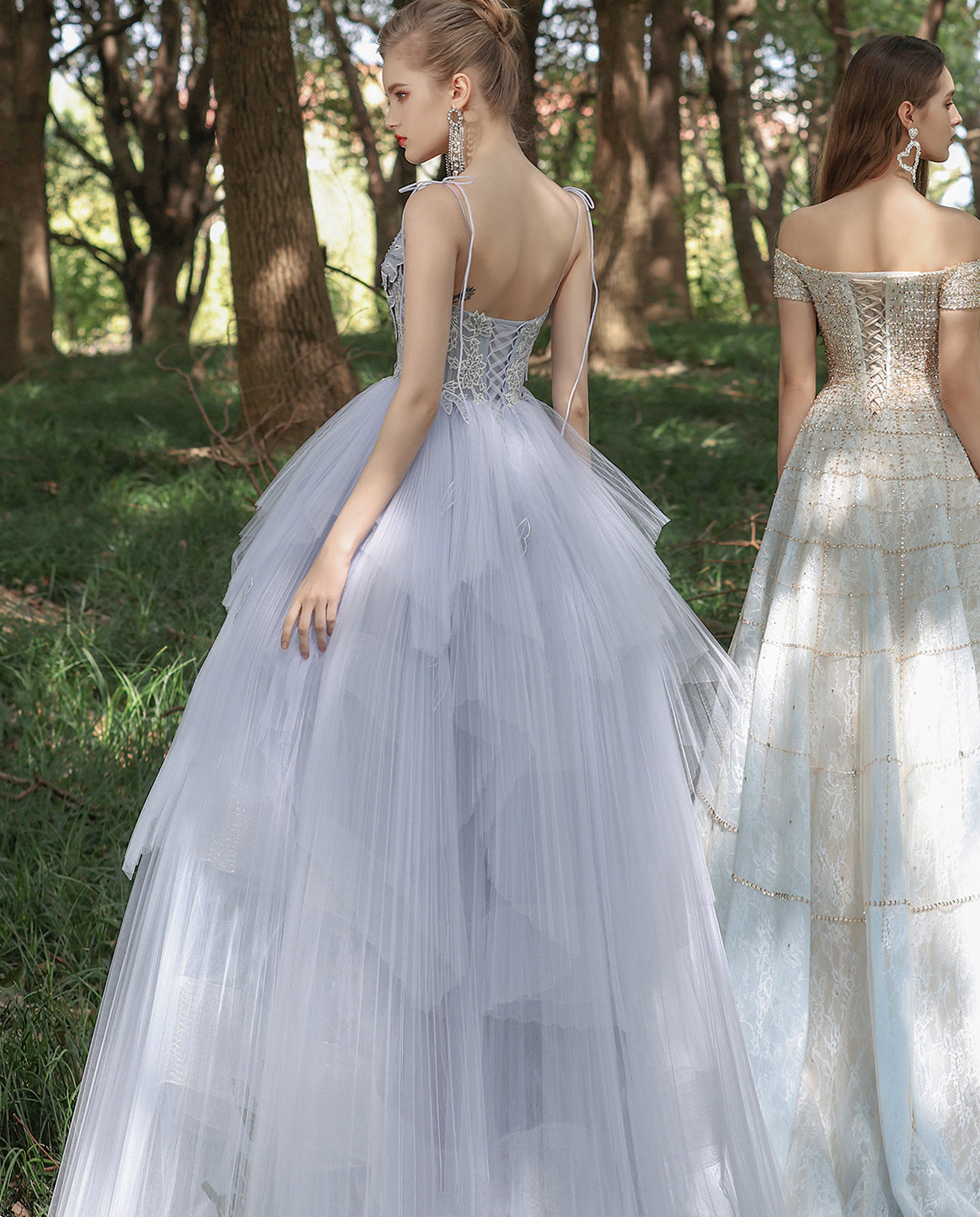 Spaghetti Long A-line Forest Fairy Dresses, 2021 Prom Dresses, Affordable Prom Dresses, Newest Prom Dresses