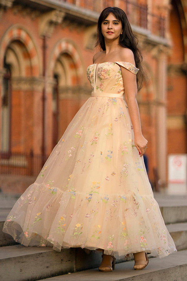 Princess Sweetheart Champagne 2023 Long Prom Dresses, A Line  Party Dresses, Newest Girl Prom Dresses