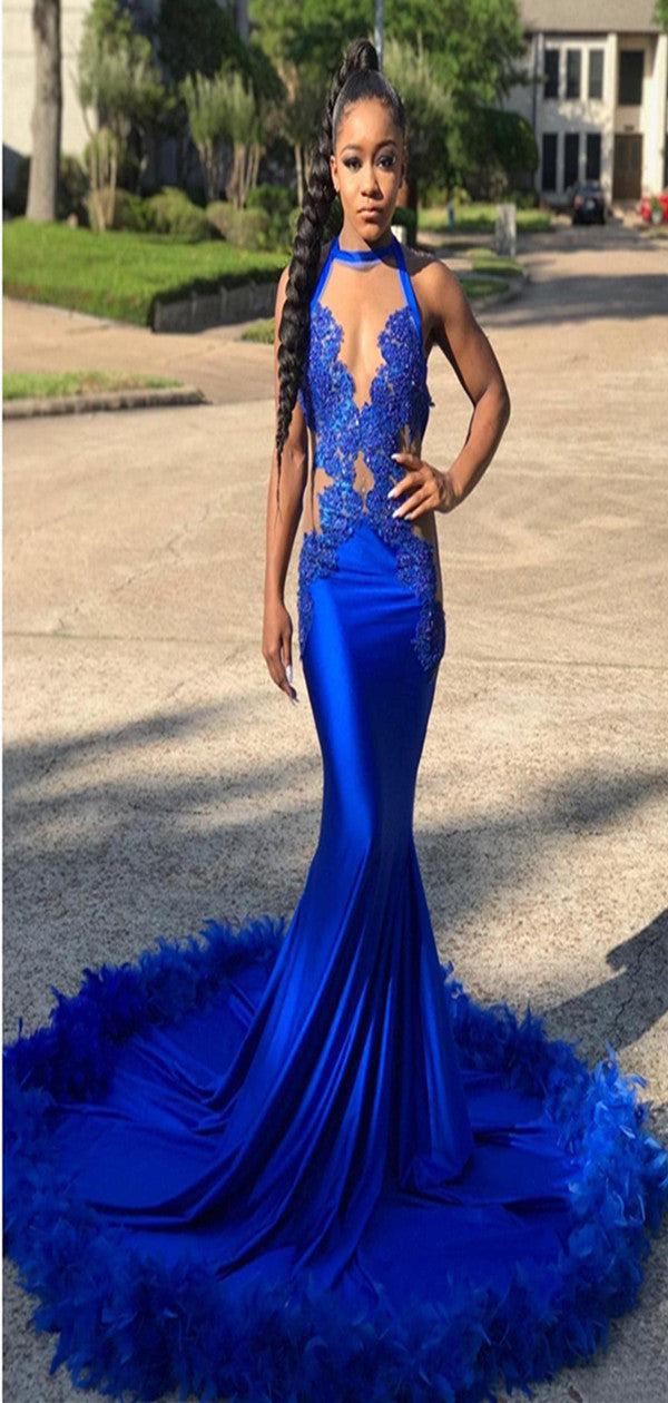 Royal Blue Sexy Lace Mermaid Long Prom Dress, New 2019 Party Dress