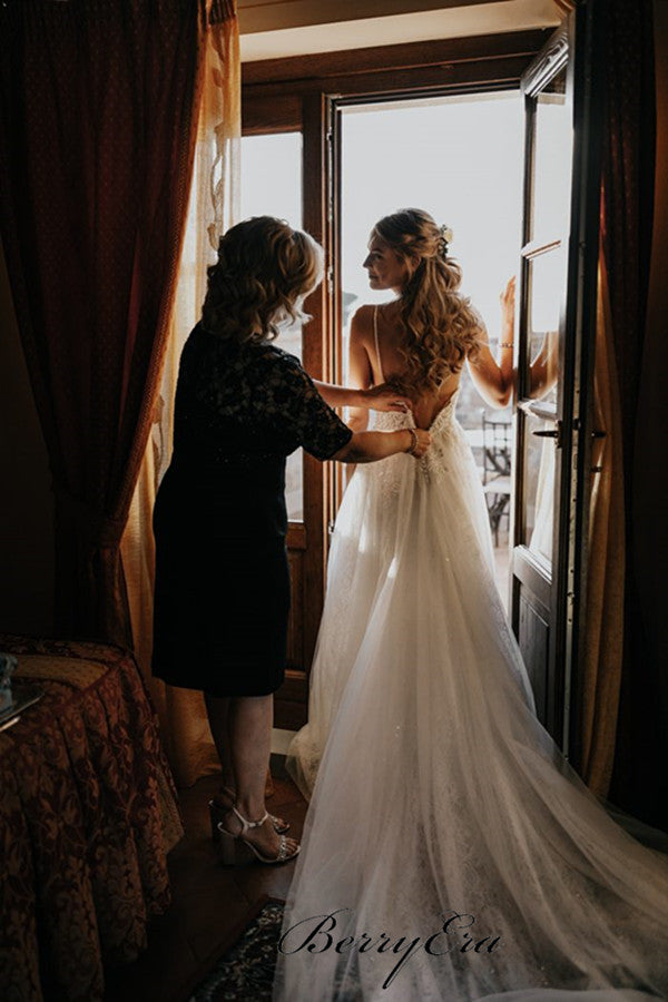 Elegant Strap Lace Wedding Dresses, Beauty Wedding Dresses