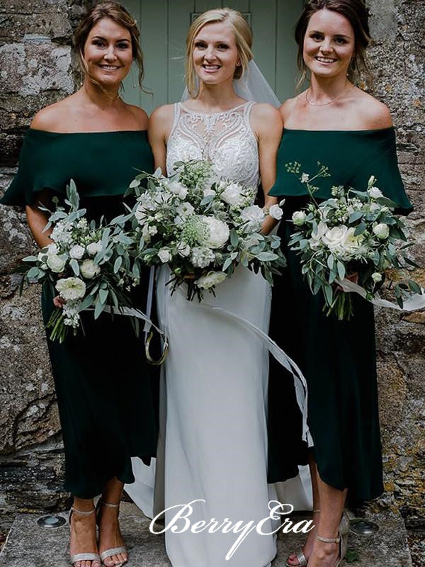 Off Shoulder Emerald Green Bridesmaid Dresses