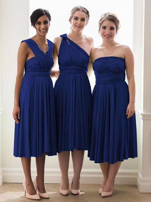 Royal blue Jersey Short Bridesmaid Dresses