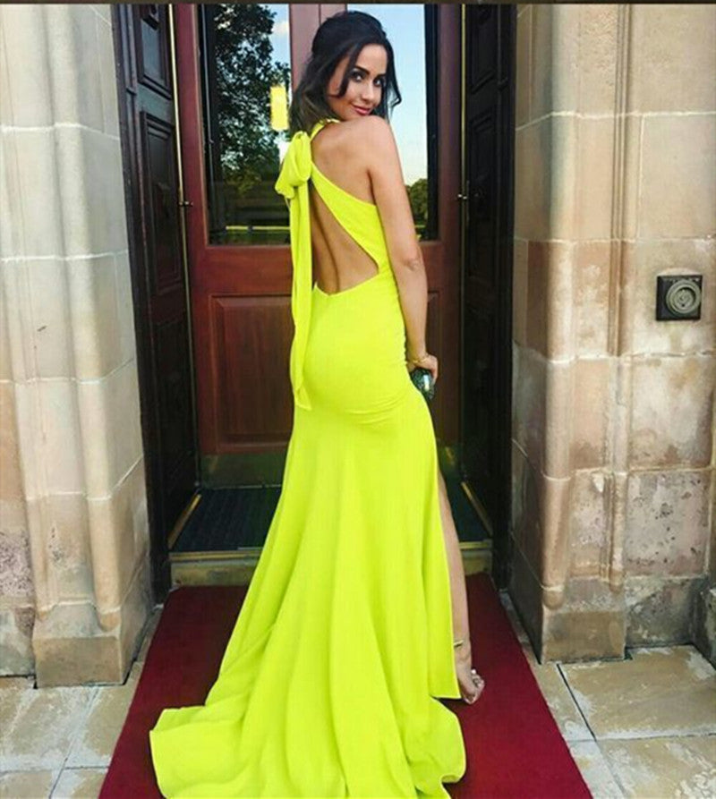 Halter Open Back Sexy Long Prom Dresses 2021, Mermaid Evening Party Prom Dress