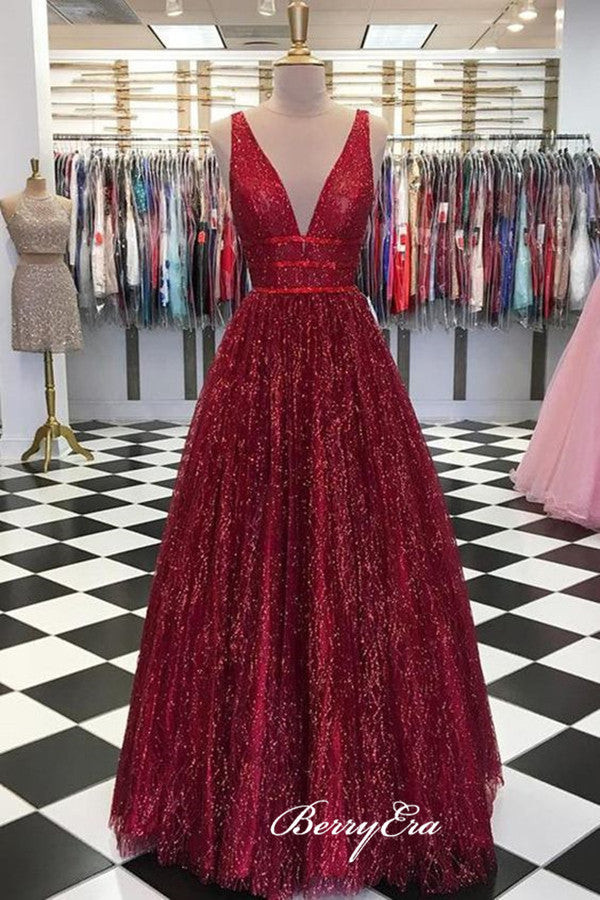 Color A-line Long Prom Dresses 2019, Elegant Evening Gowns