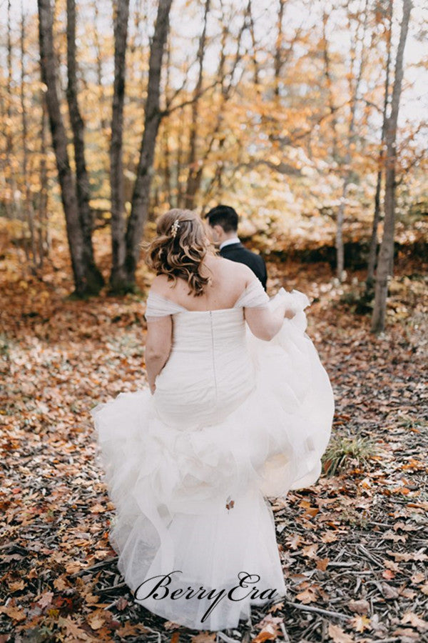Off The Shoulder Tulle Wedding Dresses, Wedding Party Dresses 2019