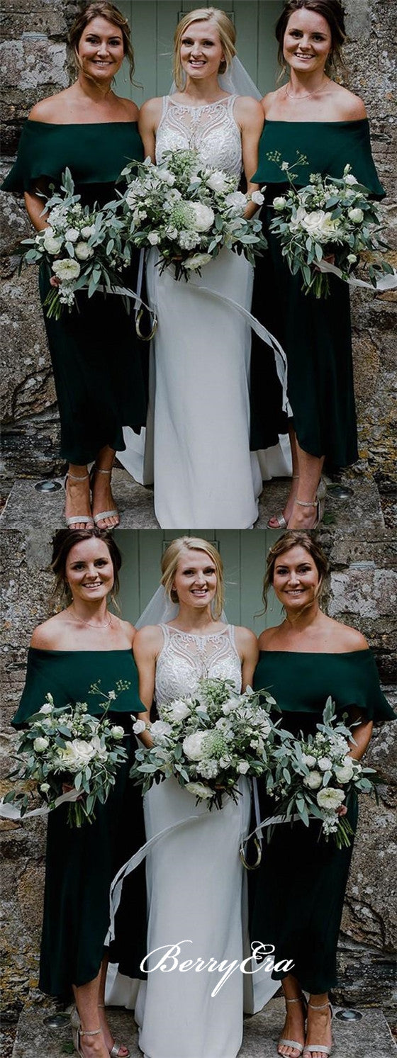 Off Shoulder Emerald Green Bridesmaid Dresses
