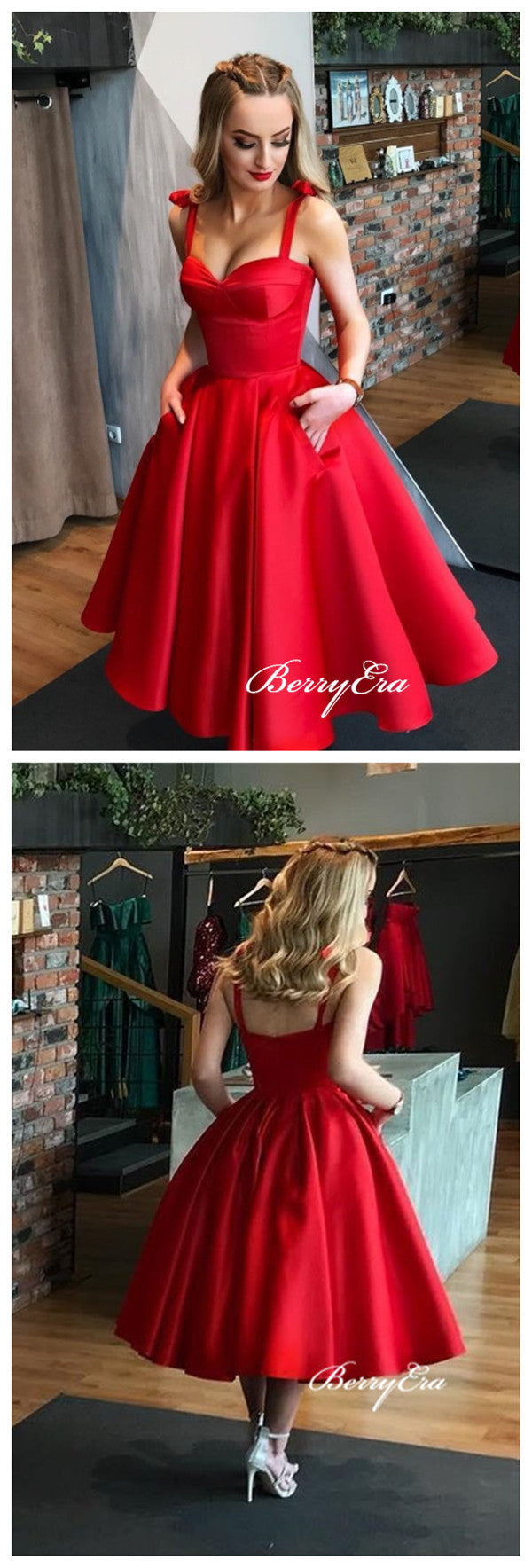 Red Color Homecoming Dresses, Popular A-line Short Prom Dresses