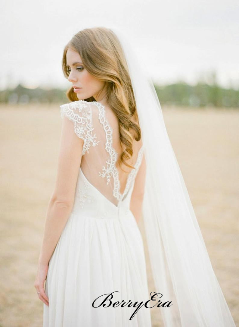 Off The Shoulder Fashion Beach Wedding Dresses, Lace Elegant Long Wedding Dresses