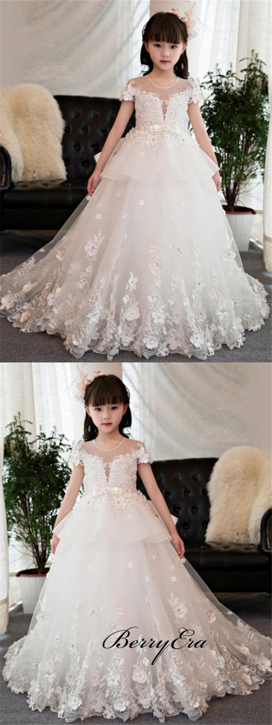 Illusion Lace Tulle Lovely Princess Flower Girl Dresses