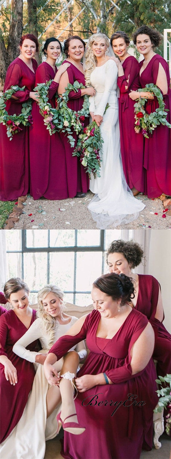 V-neck Chiffon Bridesmaid Dresses, Mismatched Bridesmaid Dresses, Wedding Guest Dresses